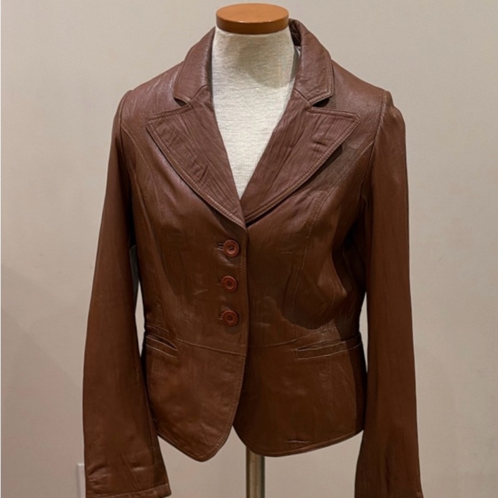 Vintage Ashwood Brown Leather Jacket size 10